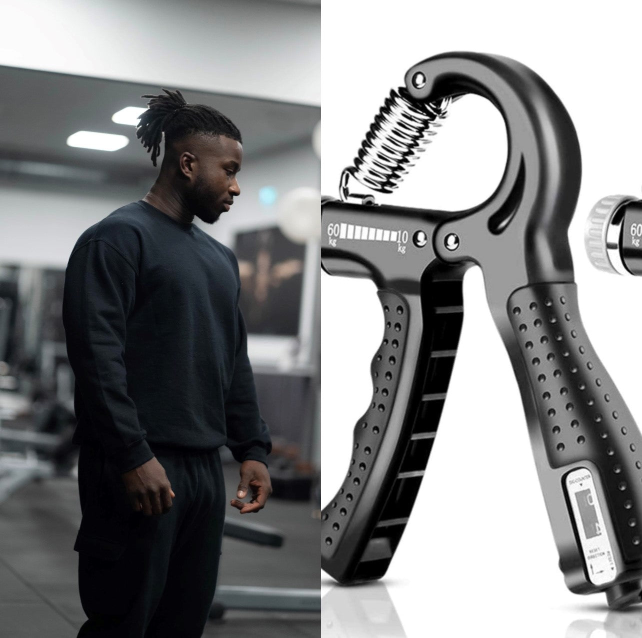 GOGYM SWEATSHIRT ALL BLACK & HANDTRAINER TRAININGSGERÄT